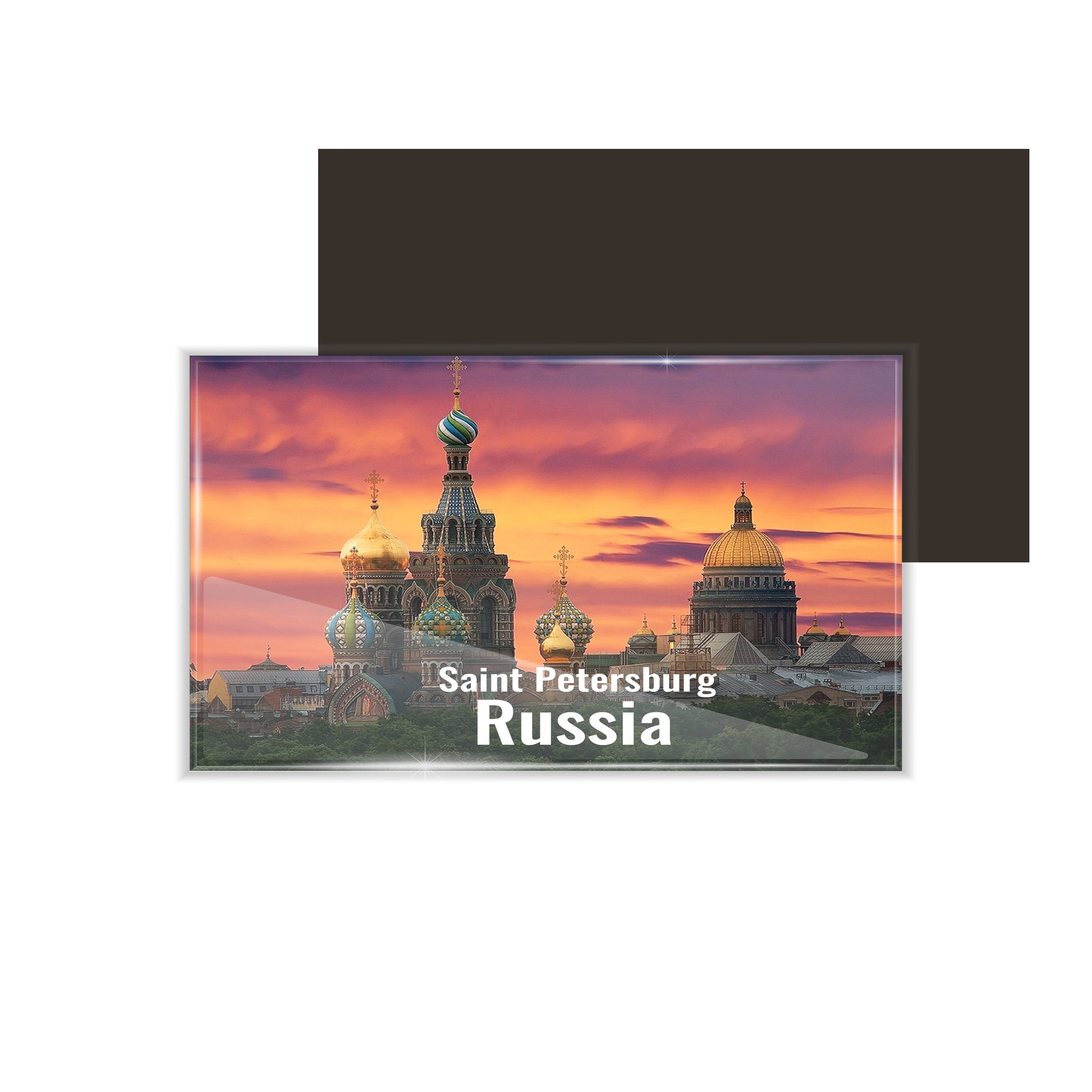 dhcrafts Fridge Magnet Rectangle Acrylic Glass (8.6 x 5.4 cm) Multicolor Travel Russia D1 Design Pack of 1